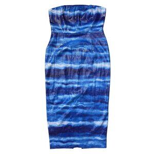 Runaway The Label Malibu Allover Sequin Midi Dress Ocean Blue Size XXL